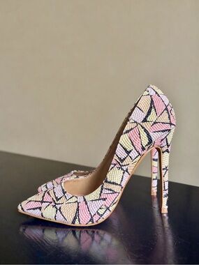 Shoe Republic LA Textured Geometric Stilettos, SZ 8, EUC!